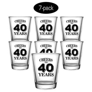 Veracco Cheers To 40 Years Shot Glasses Birthday Gift For Someone Who Loves Drinking Bachelor 40th Funny Party Favors Fourty and Fabulous (Clear, Glass)