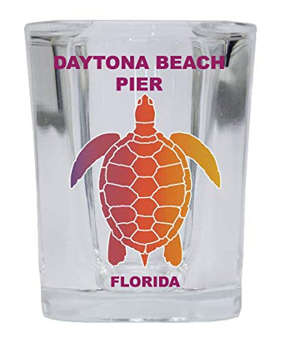 Daytona Beach Pier Florida Souvenir Rainbow Turtle Design Square Shot Glass