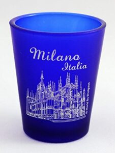 milan italy cobalt blue frosted shot glass