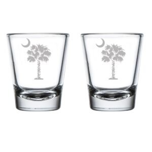 set of 2 shot glasses 1.75oz shot glass palmetto tree south carolina palm moon