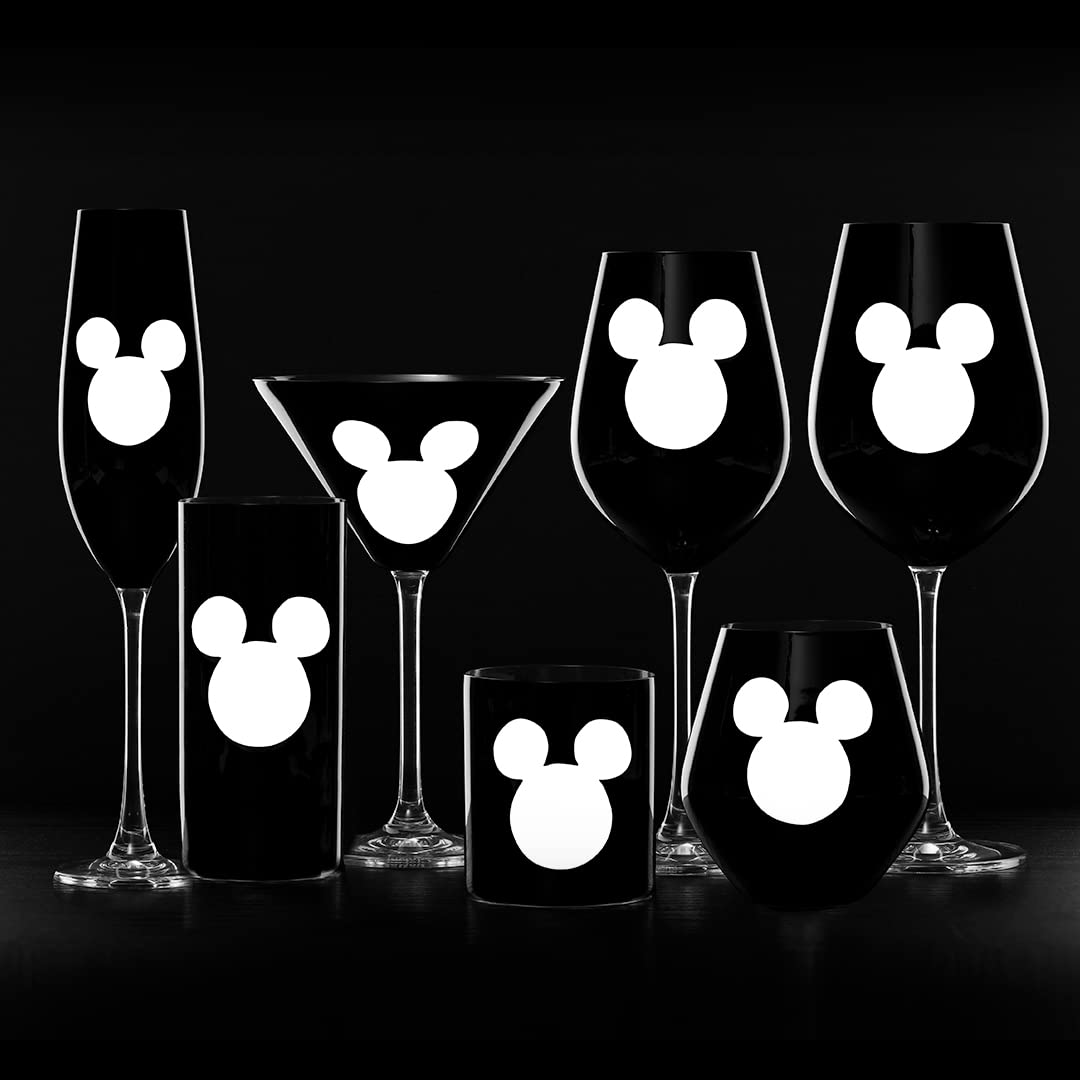 JoyJolt Disney Luxury Mickey Mouse Double Old Fashioned Whiskey Glasses. 2x European Crystal Bar Glasses. Premium Xmas Disney Stuff, Gifts and Cups. 12oz Black Drinking Glasses, Disney Tumbler