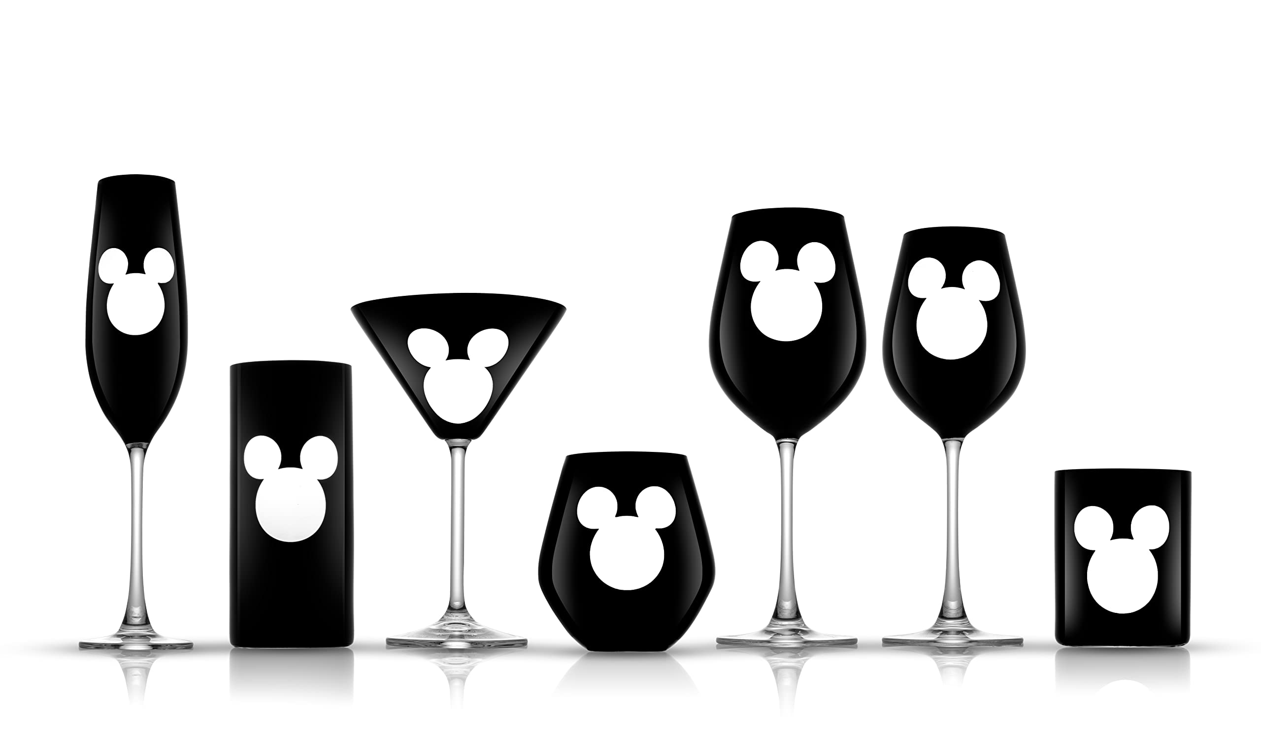 JoyJolt Disney Luxury Mickey Mouse Double Old Fashioned Whiskey Glasses. 2x European Crystal Bar Glasses. Premium Xmas Disney Stuff, Gifts and Cups. 12oz Black Drinking Glasses, Disney Tumbler