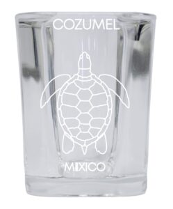 cozumel méxico souvenir 2 ounce square shot glass laser etched turtle design