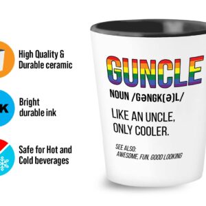 Bubble Hugs LGBTQ Shot Glass 1.5oz - Guncle Definition - LGBT Uncle LGBTQ Men's Pride Funny Gay Uncle Uncle Birthday Proud Ally Rainbow Love Equality Gay Lesbian