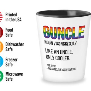 Bubble Hugs LGBTQ Shot Glass 1.5oz - Guncle Definition - LGBT Uncle LGBTQ Men's Pride Funny Gay Uncle Uncle Birthday Proud Ally Rainbow Love Equality Gay Lesbian