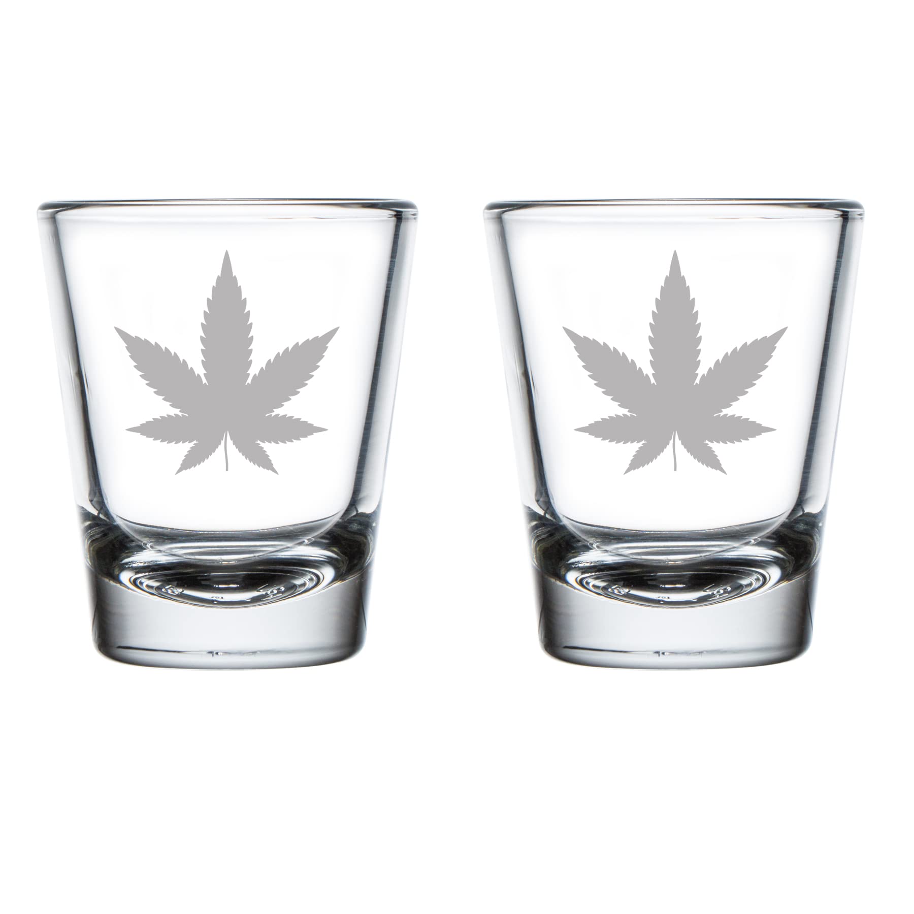 MIP Set of 2 Shot Glasses 1.75oz Shot Glass Cannabis Marijuana Pot Leaf