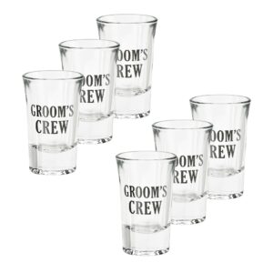 lillian rose set of 6 groom's crew wedding party shot glasses, 1.5oz, black