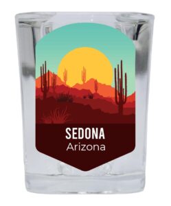 sedona arizona souvenir 2 ounce square shot glass desert design