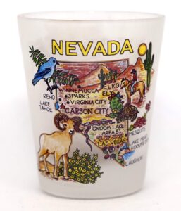 nevada map frosted shot glass