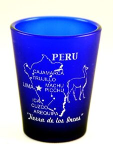 peru cobalt blue frosted shot glass