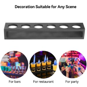 Shot Glasses Cocktail Holder, Shot Glass Tray Holder Organizer Drinks Serving Board Organizer 6 Holes Wooden Drinks Paddle Black Shot Glass Serving Tray for Home Party Bar(01)