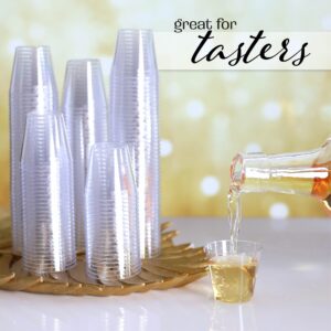 PARTY BARGAINS 500 Disposable 1oz Shot Glasses, Crystal Clear Hard Plastic Tumblers, Whiskey, Jell-O, Shots, Tasting, Sauce, Dips, Samples (30ML) shot cups