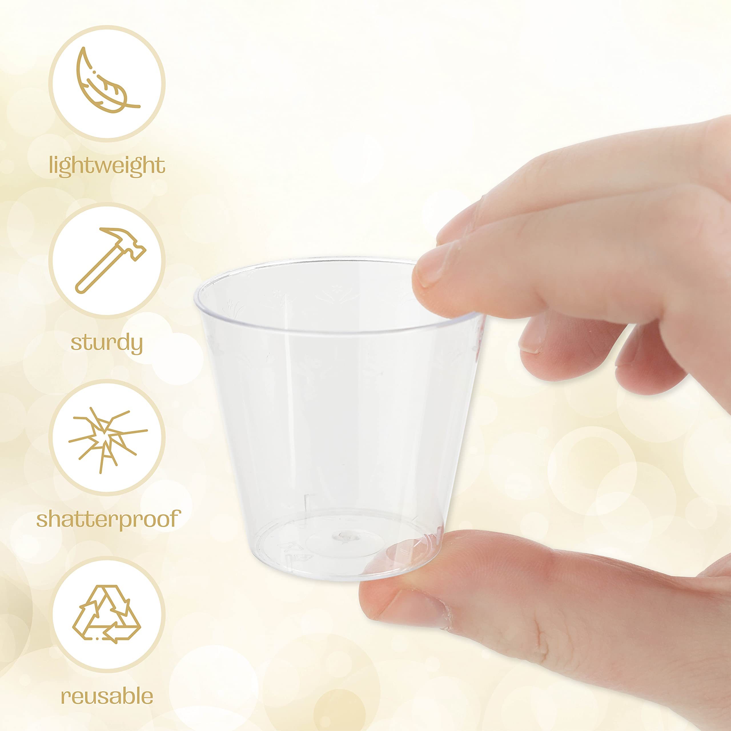 PARTY BARGAINS 500 Disposable 1oz Shot Glasses, Crystal Clear Hard Plastic Tumblers, Whiskey, Jell-O, Shots, Tasting, Sauce, Dips, Samples (30ML) shot cups