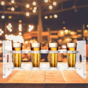 HEMOTON 12 Round Holes Shot Glasses Holder Acrylic 3 Rows Wine Glass Cup Rack Organizer Drinkware for Whiskey Liqueurs Barware Bar Exhibition Wedding Party Festival