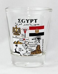 egypt landmarks and icons collage shot glass