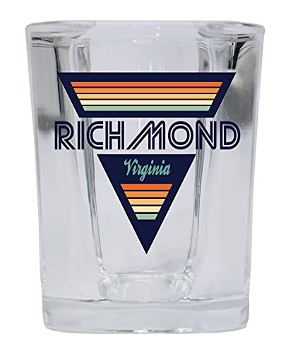 R and R Imports Richmond Virginia 2 Ounce Square Base Liquor Shot Glass Retro Design