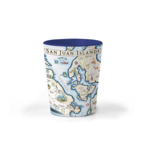 xplorer maps san juan island map ceramic shot glass, bpa-free - for office, home, gift, party - durable and holds 1.5 oz liquid