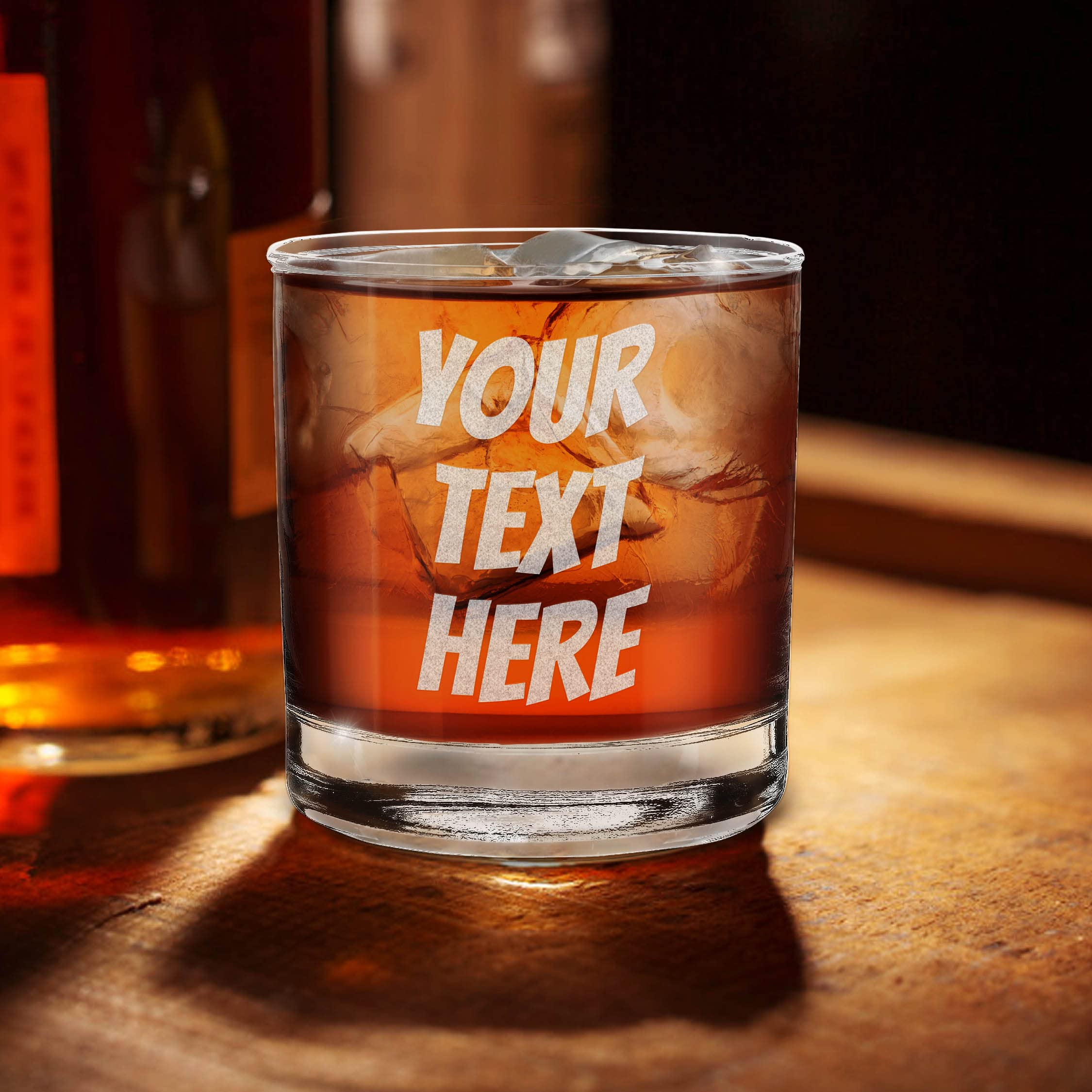 Personalized Your Text Here Engraved Bourbon Whiskey Glass 11 oz, Custom Drinking Rocks Glasses Gift for Him, Her