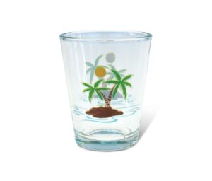 puzzled clear palm trees shot glass, 1.70 oz. unbreakable beverage tequila gin cocktail whisky vodka novelty glassware handcrafted drinkware home & bar tools accessory