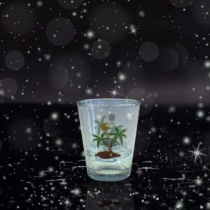 Puzzled Clear Palm Trees Shot Glass, 1.70 Oz. Unbreakable Beverage Tequila Gin Cocktail Whisky Vodka Novelty Glassware Handcrafted Drinkware Home & Bar Tools Accessory