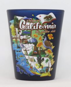 california state map blue shot glass