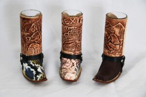 mexilife mexican boot shot glass - mini boot tequila shot - cowboy boot glasses - (assorted colors) (3, normal)