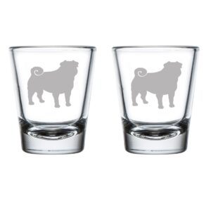 set of 2 shot glasses 1.75oz shot glass pug