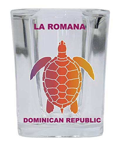 La Romana Dominican Republic Souvenir Rainbow Turtle Design Square Shot Glass