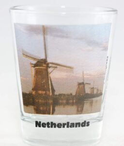 netherlands windmills color photo shot glass