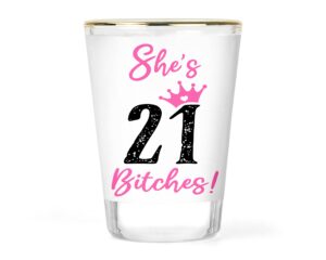 birthday shot glass | she's 21 bitches | bday party shot glasses | birthday celebration shot glass | custom birthday gift | bday glass | personalized happy birthday