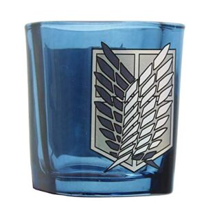 JUST FUNKY Attack on Titan Survey Corps Logo 1.5oz Blue Square Shot Glass