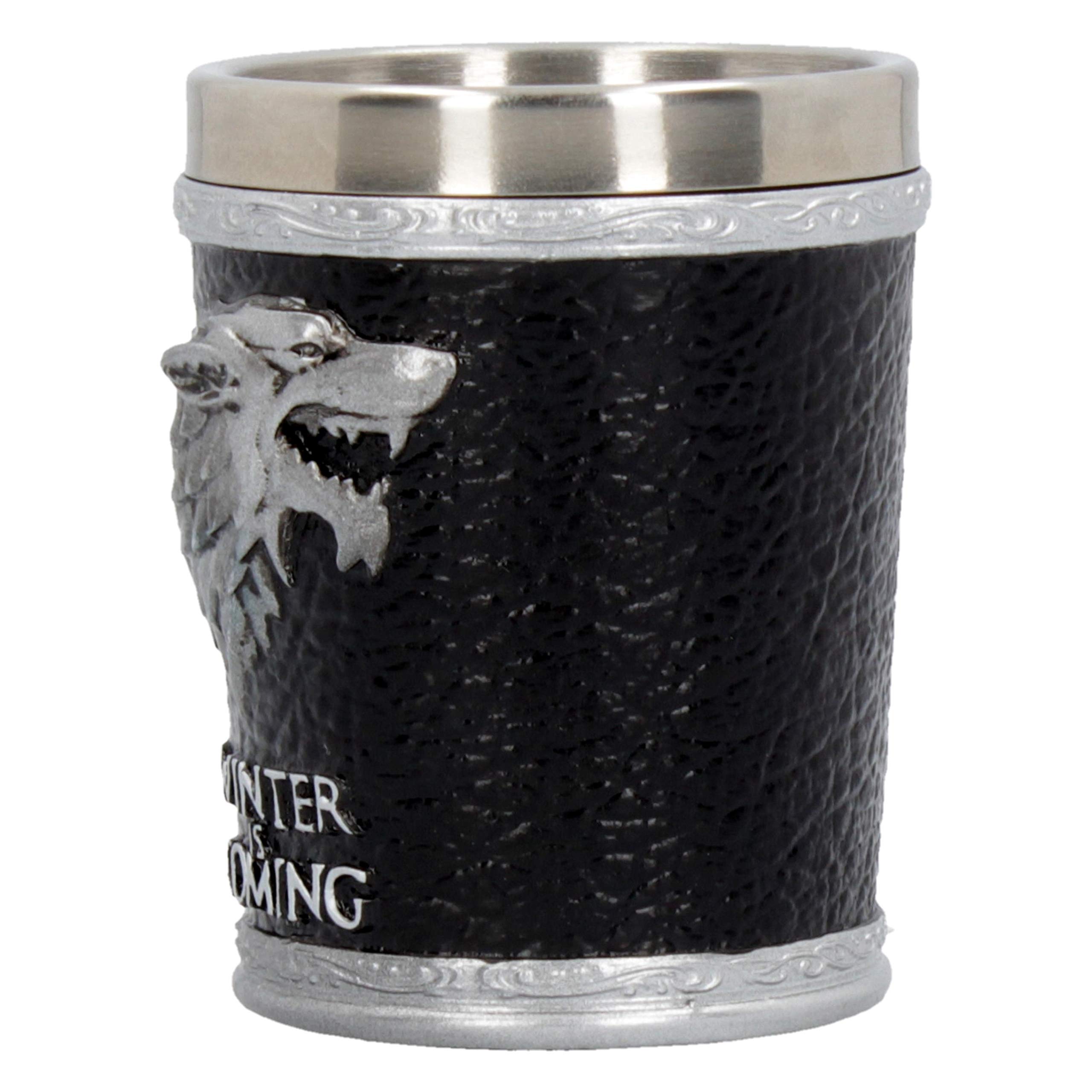 Nemesis Now B4452N9 Winter is Coming Game of Thrones Shot Glass 7cm Black, Resin w/Stainless Steel insert