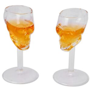 DS. DISTINCTIVE STYLE Skull Shot Glass 2 Pieces Double Shot 75 Milliliter 2.5 Ounce Whiskey Glass