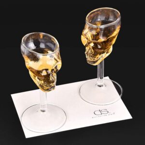 DS. DISTINCTIVE STYLE Skull Shot Glass 2 Pieces Double Shot 75 Milliliter 2.5 Ounce Whiskey Glass