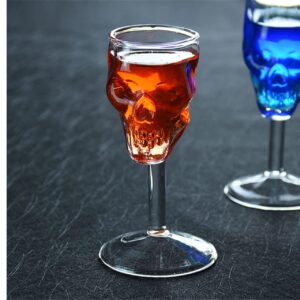 DS. DISTINCTIVE STYLE Skull Shot Glass 2 Pieces Double Shot 75 Milliliter 2.5 Ounce Whiskey Glass