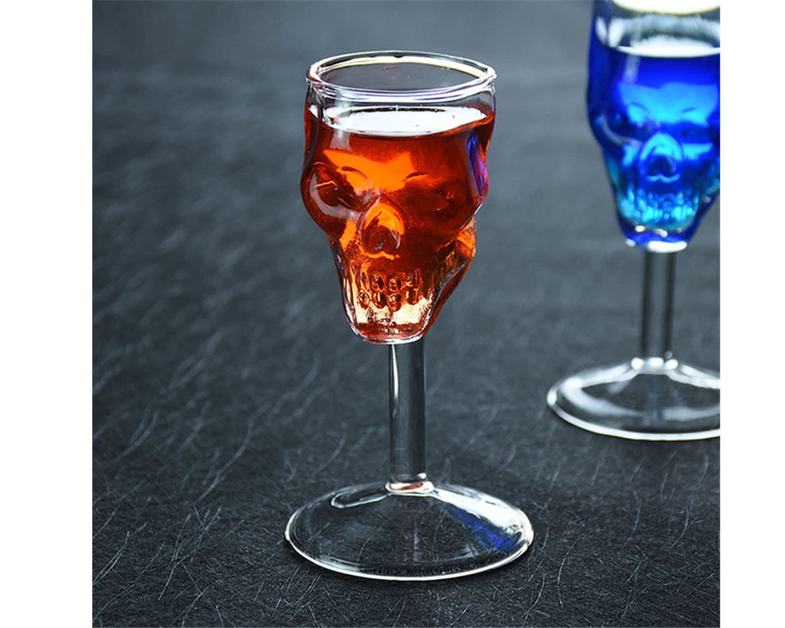 DS. DISTINCTIVE STYLE Skull Shot Glass 2 Pieces Double Shot 75 Milliliter 2.5 Ounce Whiskey Glass