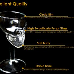 DS. DISTINCTIVE STYLE Skull Shot Glass 2 Pieces Double Shot 75 Milliliter 2.5 Ounce Whiskey Glass