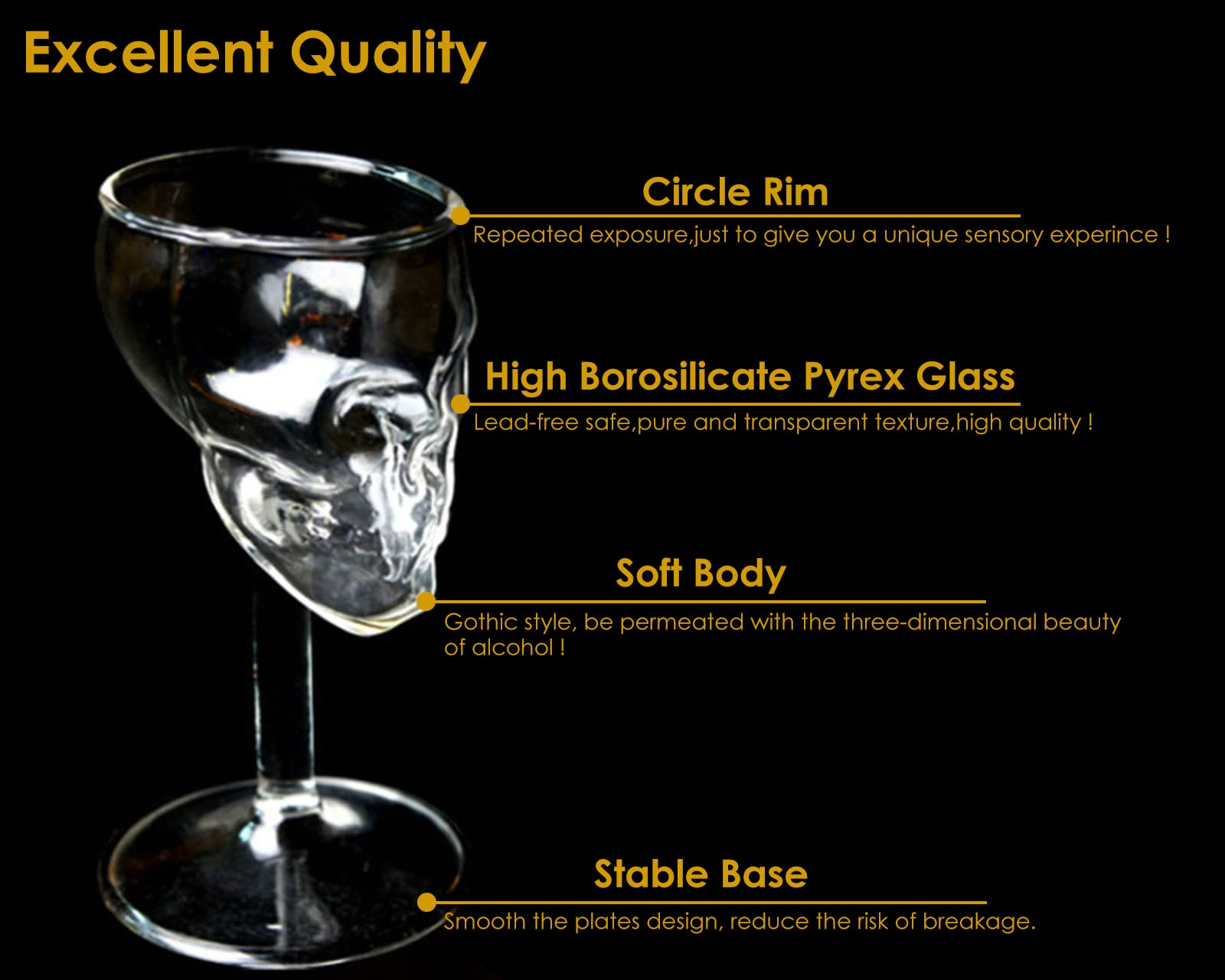 DS. DISTINCTIVE STYLE Skull Shot Glass 2 Pieces Double Shot 75 Milliliter 2.5 Ounce Whiskey Glass