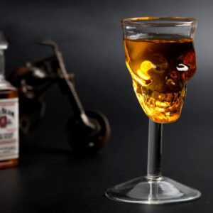 DS. DISTINCTIVE STYLE Skull Shot Glass 2 Pieces Double Shot 75 Milliliter 2.5 Ounce Whiskey Glass