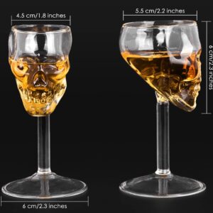 DS. DISTINCTIVE STYLE Skull Shot Glass 2 Pieces Double Shot 75 Milliliter 2.5 Ounce Whiskey Glass