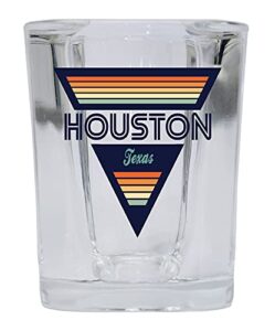 r and r imports houston texas 2 ounce square base liquor shot glass retro design