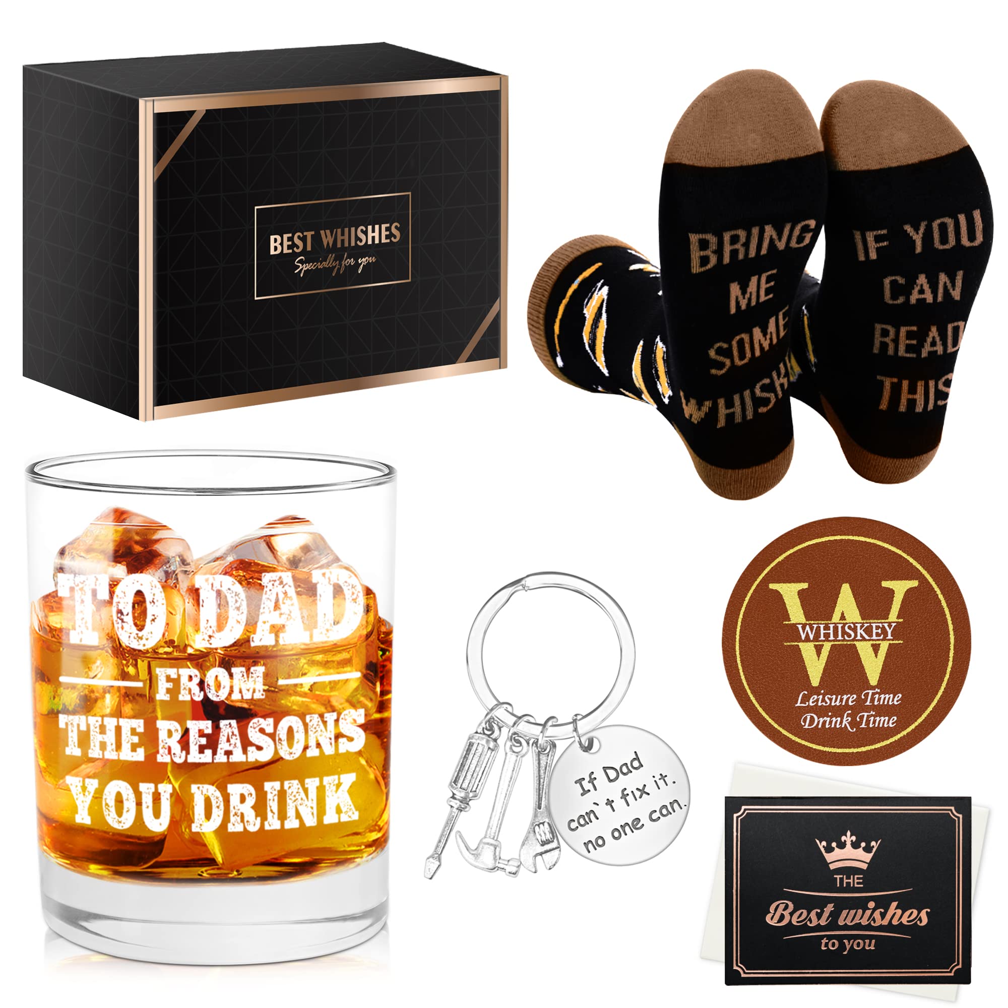 Dad Gifts from Daughter, Son, Kids, Wife - Unique Birthday Father’S Day Gift for Dad, Father, Papa, Stepdad, Hushand, Cool Present Ideas for Family Dad, To Dad From the reason Whiskey Glass Gift Set