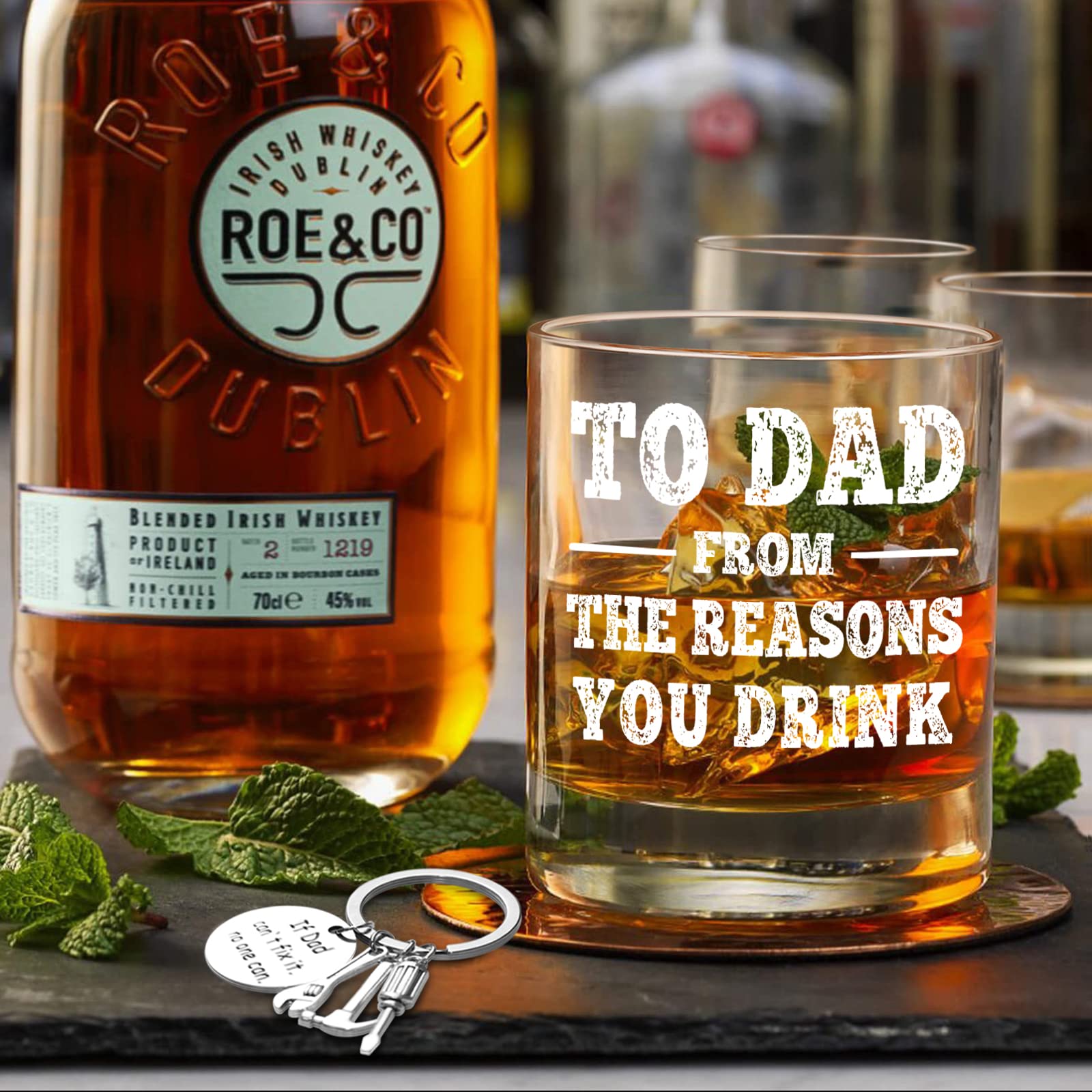 Dad Gifts from Daughter, Son, Kids, Wife - Unique Birthday Father’S Day Gift for Dad, Father, Papa, Stepdad, Hushand, Cool Present Ideas for Family Dad, To Dad From the reason Whiskey Glass Gift Set