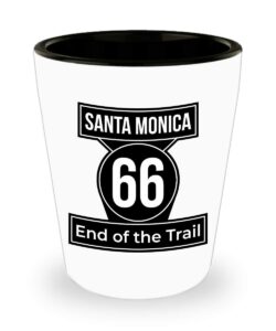 santa monica route 66 end of the trail shot glass