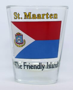 st. martin flag shot glass new edition
