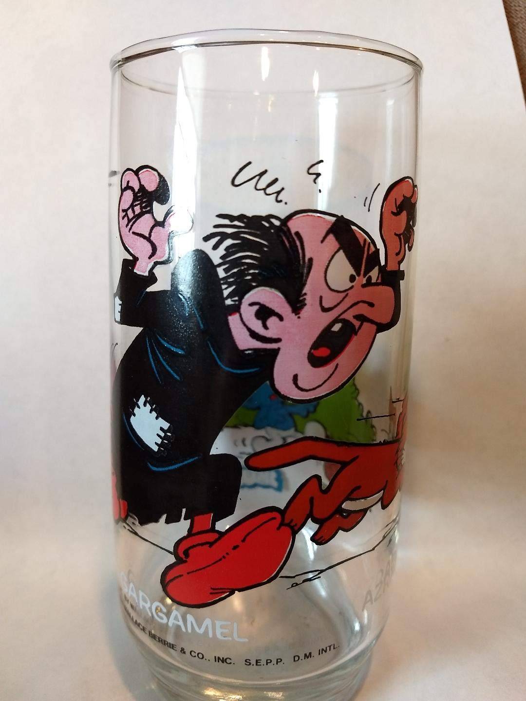 Vintage 1982-1983 Gargamel and Azrael Glass