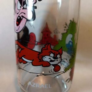 Vintage 1982-1983 Gargamel and Azrael Glass