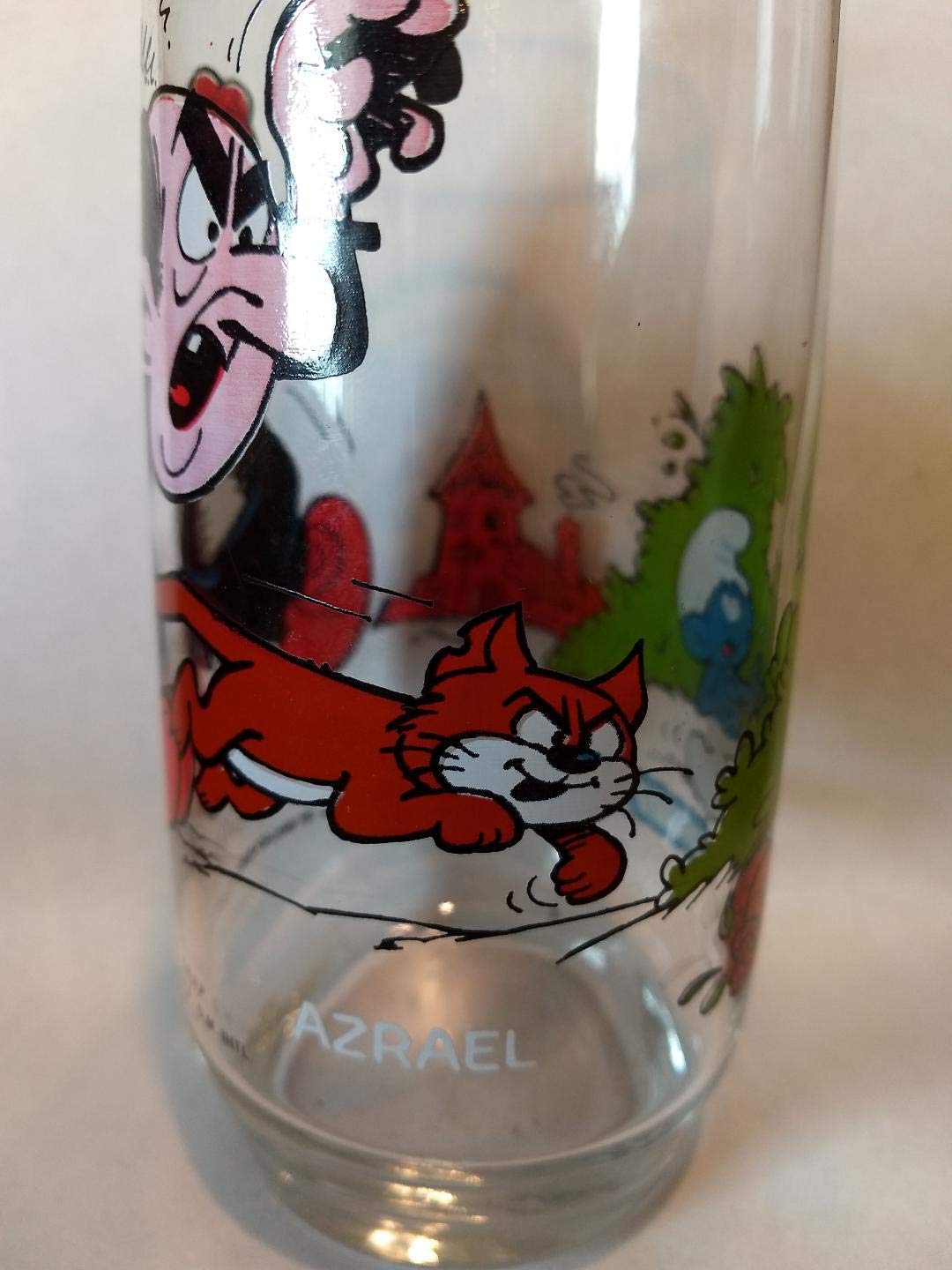 Vintage 1982-1983 Gargamel and Azrael Glass