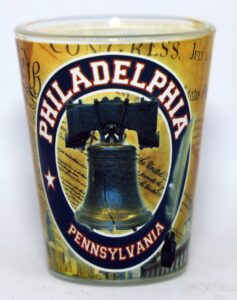 philadelphia pennsylvania yellow liberty bell shot glass