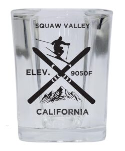 r and r imports squaw valley california ski snowboard 2 ounce liquor shot glass square base